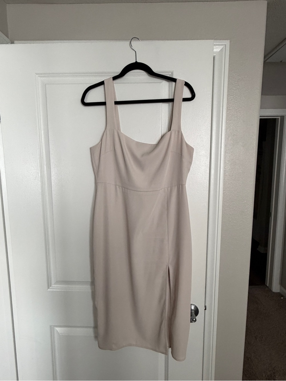 Babaton ‘90s Slit Satin Midi Dress - Matte Pearl
